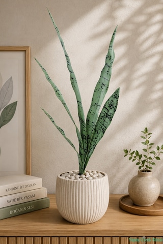 Yapay Çiçek Sitesi Yapay Paşa Kılıcı Bitkisi 72cm Yeşil-siyah