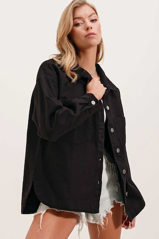 Gabria Çift Cep Gabardin Ceket Siyah