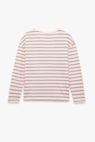 Koton Uzun Kollu Bisiklet Yaka Çizgili T-shirt pembe