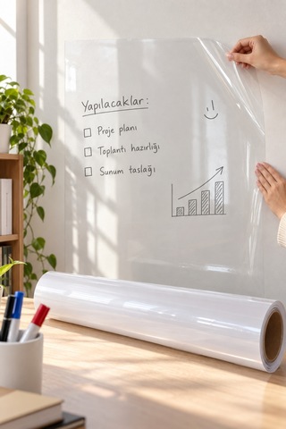 4 Adet Kendinden Yapışkanlı Şeffaf Tahta Filmi Pvc Silinebilir Duvar Yazı Tahtası Film 2 Metre X 60 Cm, Okul Kreş Adhesive Dry-erase Diğer