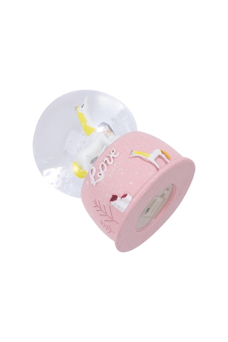 Mini Pembe Kar Küresi - Sevimli Unicorn Ve Kız Tasarımlı - Işıklı 1