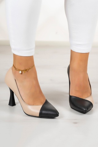 Jatqılı Plus Ten Siyah Kadeh Topuklu Ayakkabı Siyah - Ten Rengi