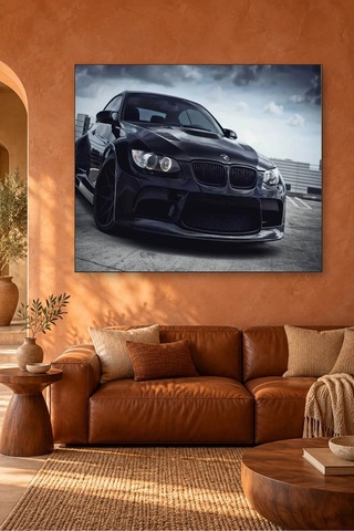 Fida Bulutlu Gökyüzü Altında Siyah Bmw M3 Canvas Tablo