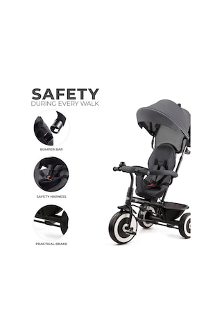Aston 5 İ 1 Arada Üç Tekerlekli Bisiklet, 9 Ay+, Geriye Dönebilen Koltuk, Aksesuar Dahil Gri