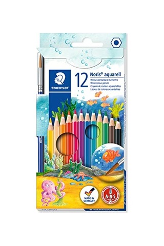 144 10nc12 Noris Clup Aquarell 12'li Kuruboya Fırça Hediyeli Çok Renkli