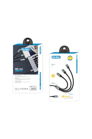 Go-des Gd-uc617 3in1 Type-c To Lightning/type-c/type-c Ultra Hızlı Pd Şarj Kablosu 100w 1.2m Siyah