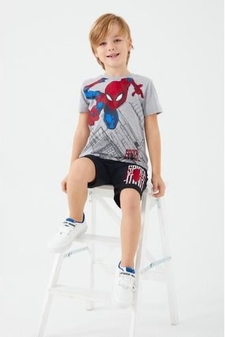 Yasin Tekstil Spıder-man Erkek Çocuk Bermuda Takım Gri Melanj
