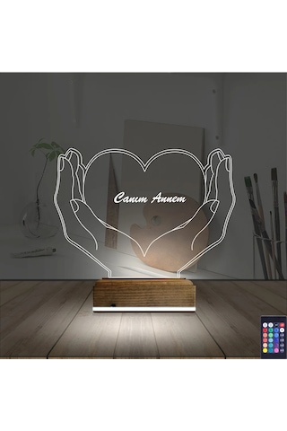 Luvivia Kalp Sevgiliye Hediye Kişiye Özel 3d Lamba - Masa Gece Lambası V6 Şeffaf