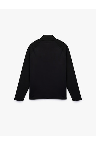 Koton Dik Yaka Uzun Kollu Yarım Fermuarlı Spor Sweatshirt Siyah 7wam70008nk