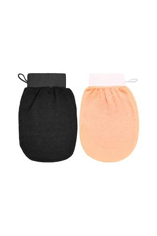 Vkemall 150d Viskon Fiber İpek Hissi Banyo Eldiveni - Cilt Dostu, Siyah + Turuncu