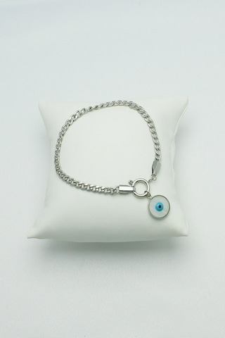 Gümüş Kaplama Seri Kararmaz Sedef Nazarlık Taşlı Çelik Zinc Silver Gümüş