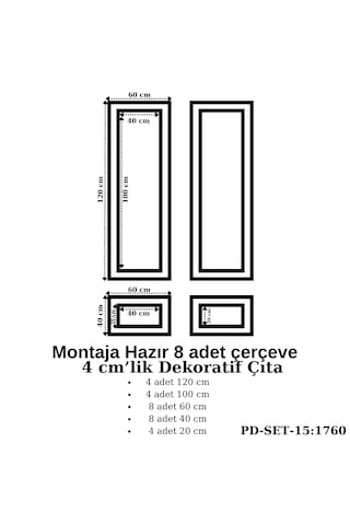 Montaja Hazır 8 Adet Çerçeve 4 Cm'lik Pd-set-15: 1760