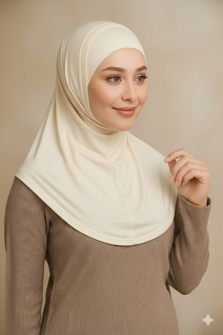 Sonbaharmoda Rahat Ve Şık İki Parça Viskon Likralı Tesettür Hijab Bone İçlik Günlük Kullanım Ve Namaz İçin Ekru