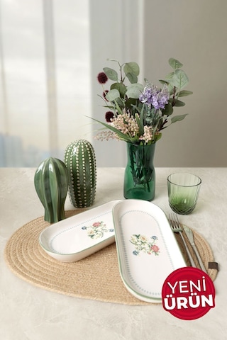 Keramika Rose Line Noyan Kayık Tabak 26 Cm 2 Adet 22913 Çok Renkli