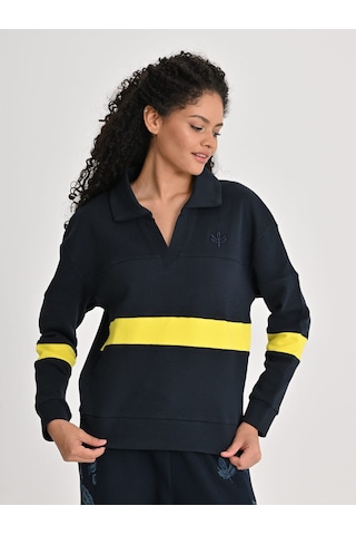 Fenerbahçe Sarı Lacivert Tribün Kadın Uzun Kollu Polo Tshirt Fb Laci Yeni