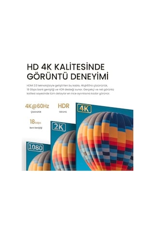 4k 60hz 18gbps Hdr Arc Hdcp Hdmı 2.0 Kablo 3 Metre