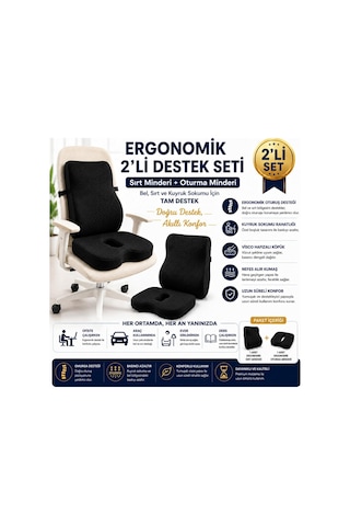 Tr Viscora 2'li Ortopedik Visco Minder Seti Ergonomik Bel, Sırt Ve Kuyruk Sokumu Desteği Diğer