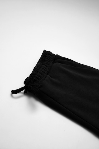 Tudors Unisex Relax Fit Rahat Kesim Şardonlu 3 Cepli Lastikli Jogger Paça Siyah Eşofman Altı-32643 Siyah