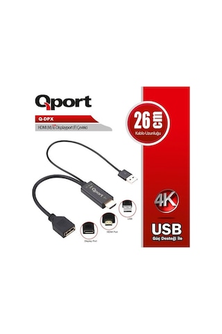 Qport Q-DPX HDMI (M) To Displayport(F) Çevirici