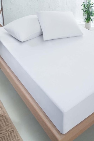 Evony 160x200+30 Cm Çift Kişilik Sıvı Geçirmez Fitted Alez Micro Yatak Koruyucu Beyaz