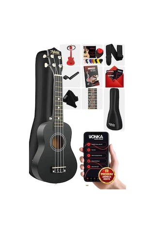 Midex UKX-233BK Siyah Concert Ukulele (Askı Çanta Metod Pena)