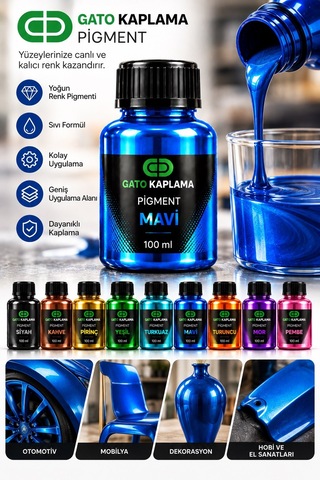 Gato Kaplama Solvent Bazlı Transparan Sıvı Pigment Boya 100 Ml Mavi Yüzey Kaplama Renklendirici