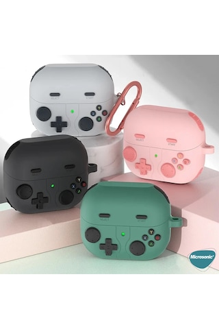 Microsonic Apple Uyumlu AirPods 4 Kılıf Cartoon Figürlü Silikon Retro Gameboy Mavi
