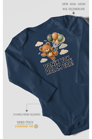 Morivokids Panik Yok, Halam Var Uzun Kollu Çıtçıtlı Bebek Body Lacivert