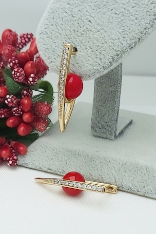 Rose Altın Kaplama Vip Seri Xuping Zirkon Taşlı V Küpe 2,8 CM