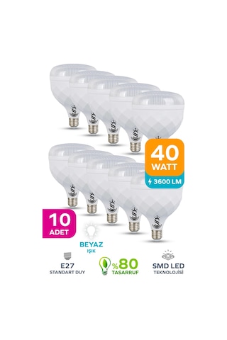 40w Kristal Tasarruflu E27 Beyaz Işık Torch Led Ampul 10 Adet 10 Adet