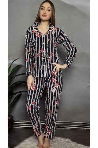 Novavita Yenihayat Düğmeli Pijama Takımı Çok Renkli