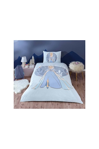 Frozen Ice Queen Tek Kişilik Disney Lisanslı Lastikli Çocuk Nevresim Takımı Lila