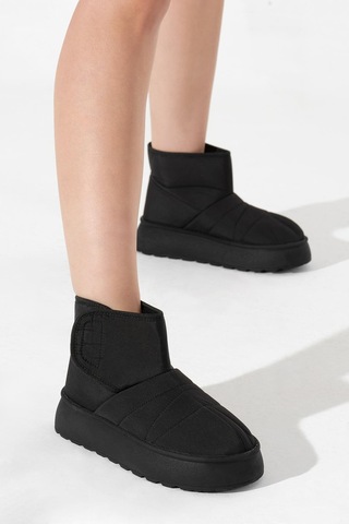 Kalın Poli Taban İçi Kürklü Cırtlı Kadın Siyah Bot Tbals035 Siyah