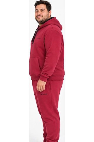 Fore Sport Erkek Kapüşonlu 3 İplik Şardonlu Battal Boy Eşofman Takımı Bordo