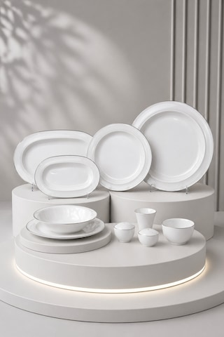 Rise Platin Lına 56 Parça Yemek Takımı Beyaz