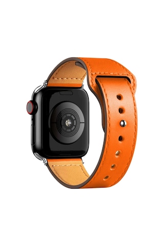 Ugr02 Apple Uyumlu Watch 38mm Kr415 Luaz Deri Kordon - Turuncu