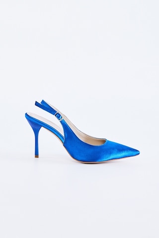 Valmenti Carla Kadın Saks Saten Vegan Topuklu Ayakkabı 292 6001-v Bn Ayk Y23 Saks Mavi