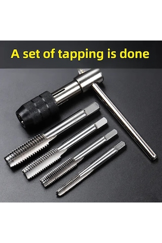 Konesam El İşaretli T Tipi Somun Takımı - M3-m8 Ağızlı Vida Kesici, İvmeleyici Ve Somun Açıcı Araç - Dayanıklı Malzeme İle Manuel Kullanıma Uygun