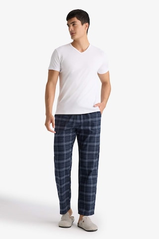 Defacto Regular Fit Beli Bağcıklı Cepli Uzun Boy Kareli Pijama Altı C6118ax25wnın247 İndigo