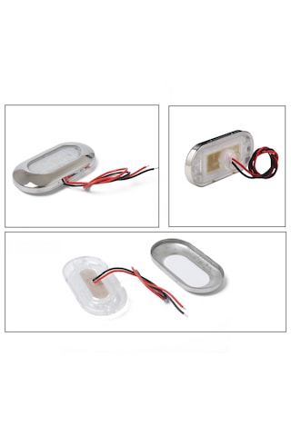 4'lü Tekne Merdiven Lambası. 12v. Krom Çerçeve. Beyaz. Aydınlatma Beyaz