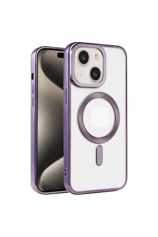 Apple Uyumlu iPhone 15 Kılıf Pütür Dizayn Magsafe Şeffaf Krns Case