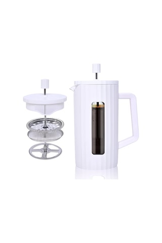 Xuweiwei 1 Adet Thejz 600ml Fransız Kahve Presi Modern Cam Manuel Kahve Cay Infuser 4 Seviye Filtreleme Yeniden Kullanılabilir Isı Sicaklik Direncli Mat Son Beyaz Beyaz