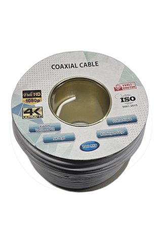 Rg6/u4 Anten Kablosu 100 Metre Coaxial Bakır Karışımlı Uydu Kablosu Full Hd 4k Ultra Hd Destekli