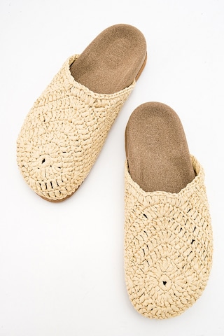 Luvishoes Loop Bej Örme Kadın Terlik Bej