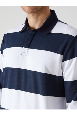 Lcwaıkıkı Basic Lacivert Polo Yaka Uzun Kollu Çizgili Erkek Sweatshirt