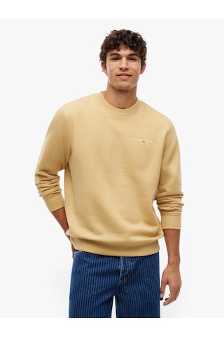 Tommy Hilfiger Tjm Reg Lınear Crew Ext Erkek Bej Sweatshirt - Dm0dm20249