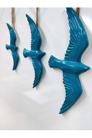 Sume 3' Lü Turkuaz Kuş Duvar Süsü