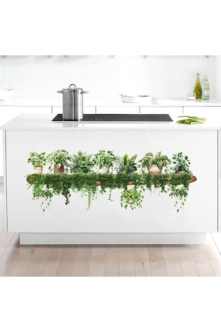 Yeşil Dereotu Yaprakları Asılı Sepet Duvar Çıkartmaları Yatak Odası Oturma Odası Duvar Güzelleştirme Yeşil Bitki Dekorasyonu Avlu Duvar Çıkartmaları Yeşil