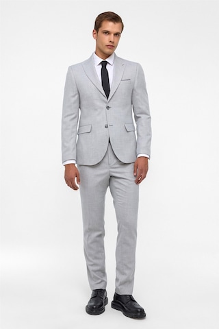 Süvari Gri Slim Fit Desenli Sivri Yaka 6 Drop Klasik Takım Elbise
