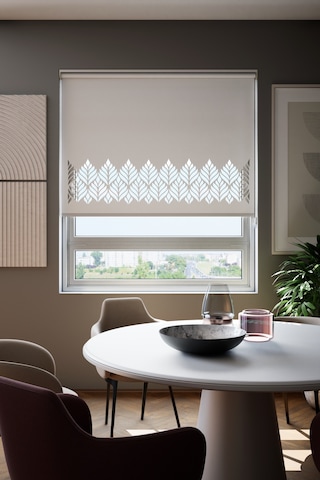 Lazer Kesim Mat Stor Perde, Lazer Kesimli Modern Serisi, M-181001 Beyaz Renk Beyaz